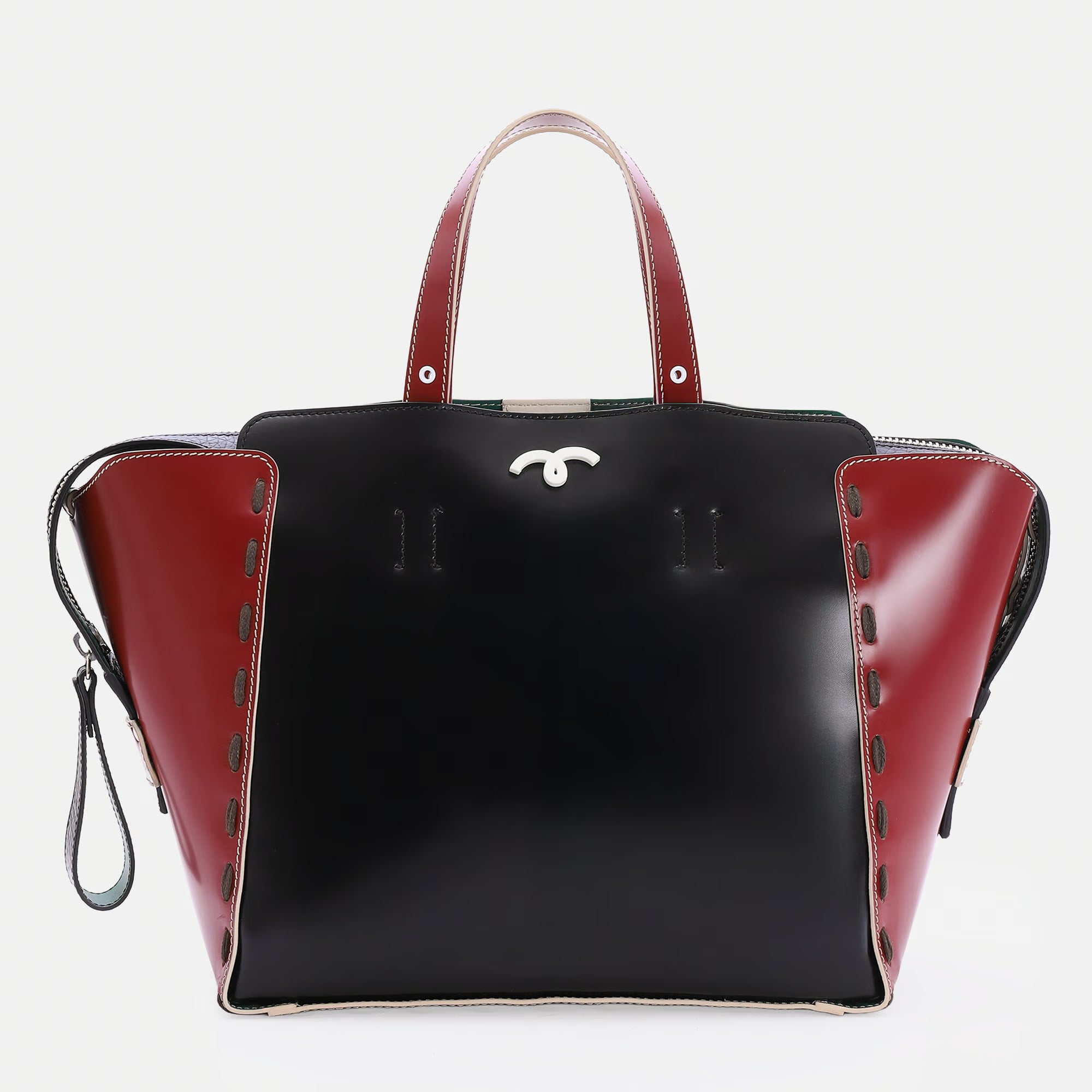 Borsa Margherita L Nero/Panna/Wine