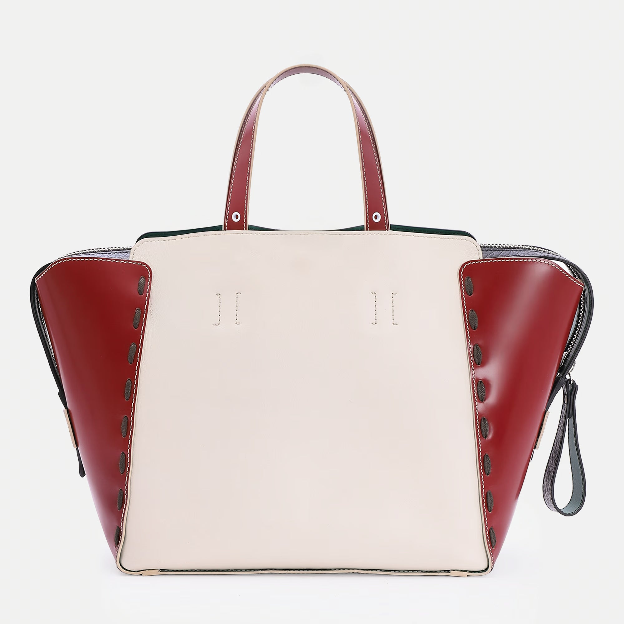 Borsa Margherita L Nero/Panna/Wine