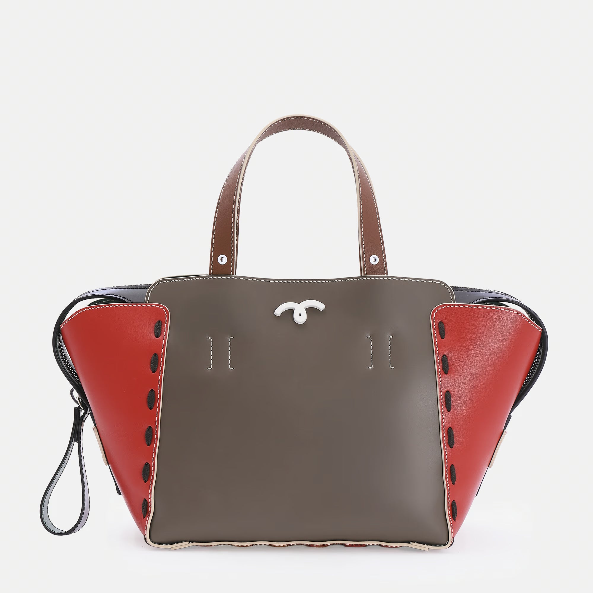 Borsa Margherita M Fango/Tabacco/Ciliegia