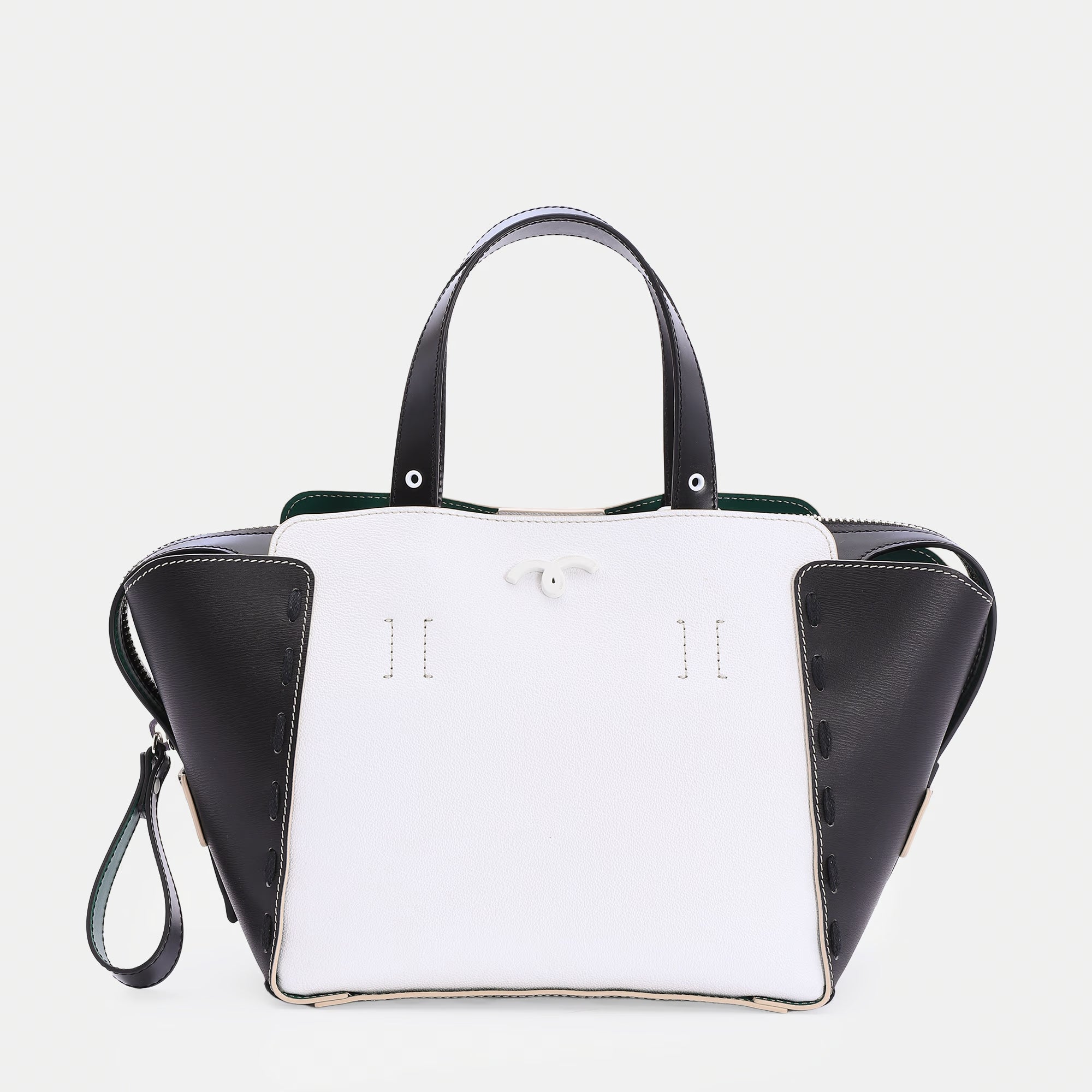 Borsa Margherita M Bianco/Nero Vienna