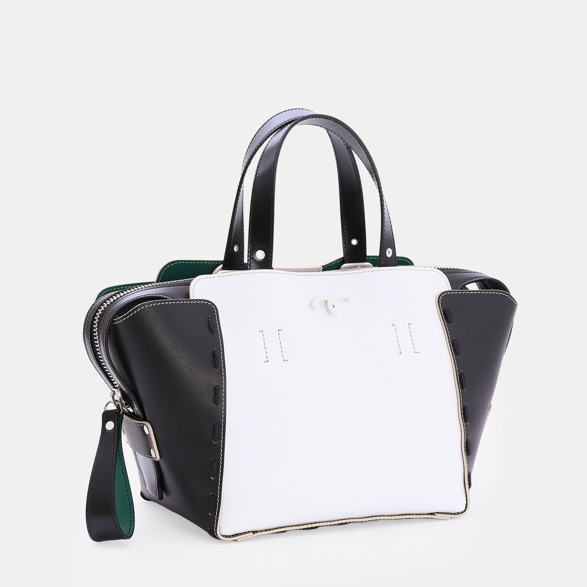 Borsa Margherita M Bianco/Nero Vienna