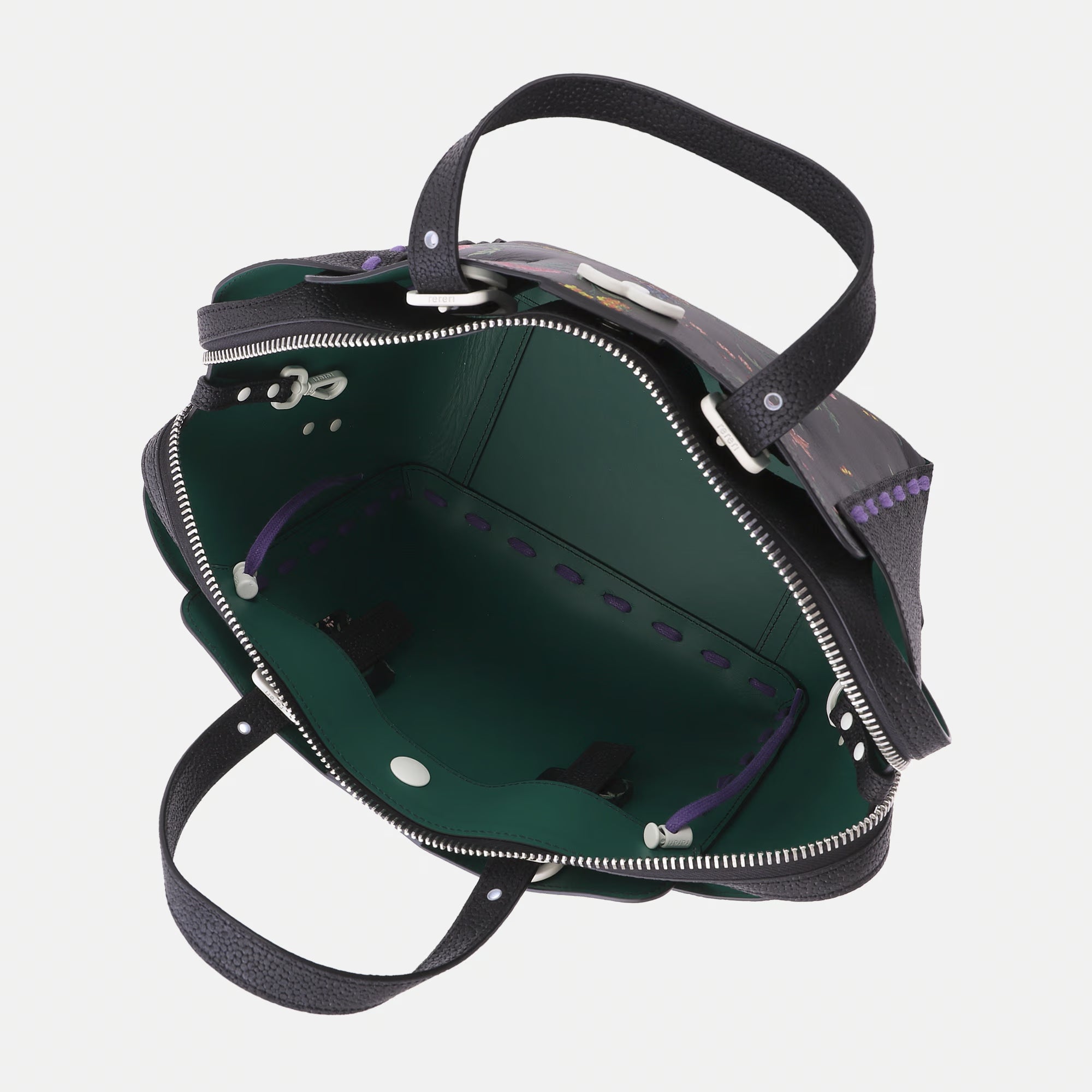 Borsa Margherita M Total Black Flore'