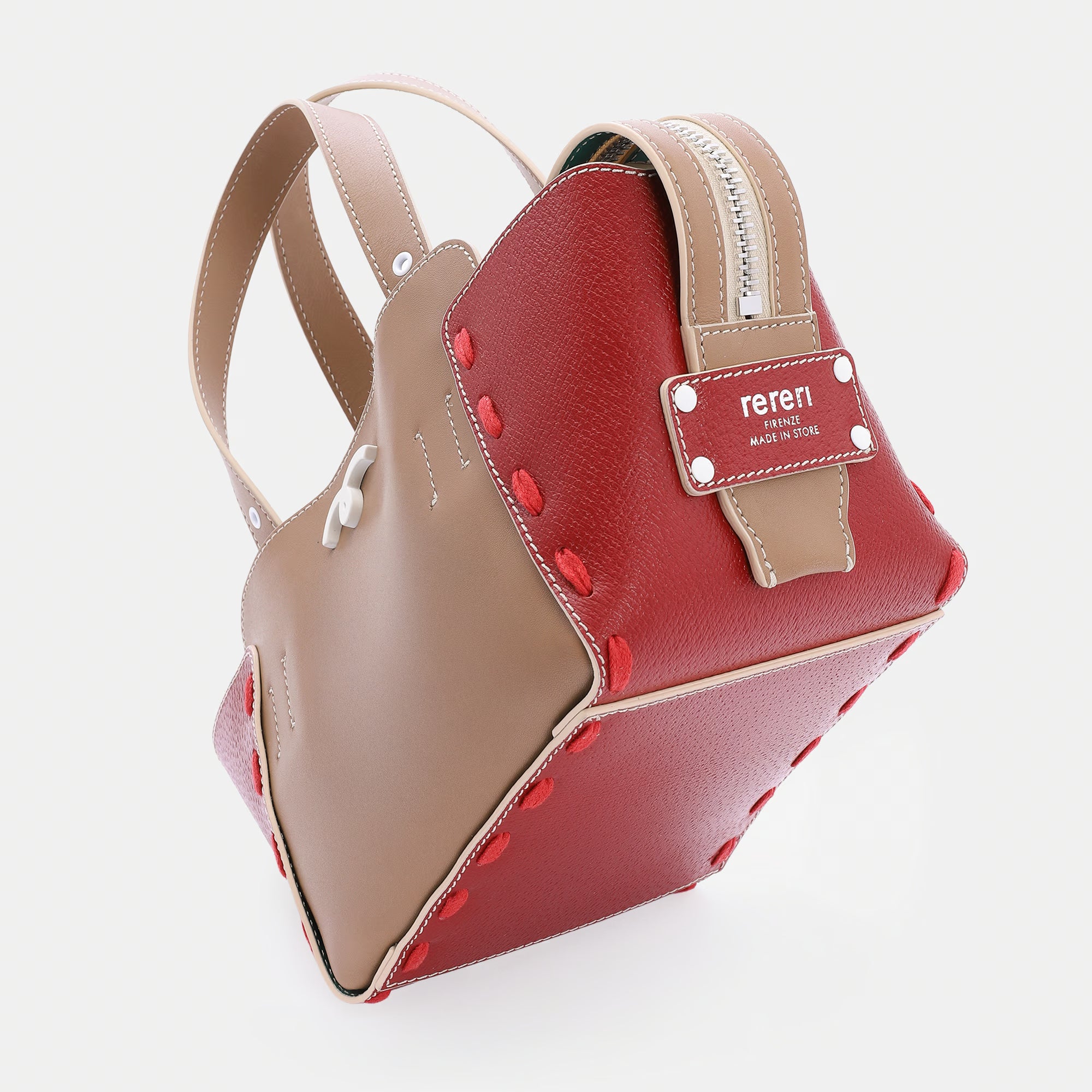 Borsa Margherita S Ecru/Rosso