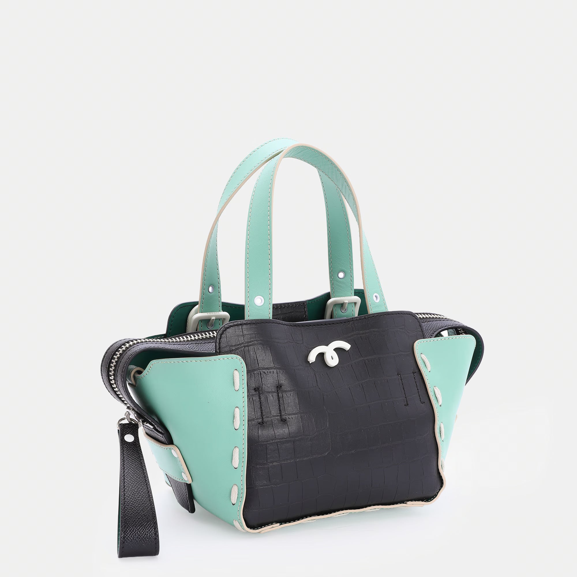 Borsa Margherita S Nero/Verde Menta